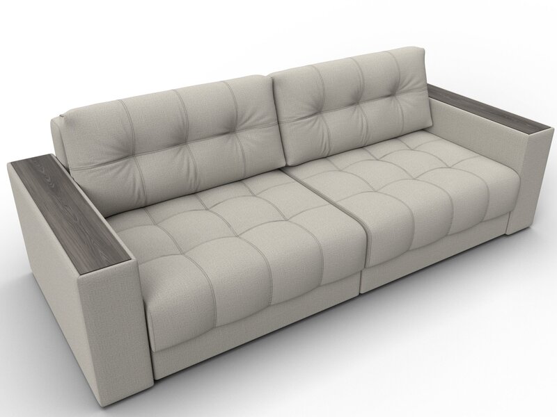 Диван прямой с декором Лига-049 НПБ, Рогожка, Амур 02 бежевый