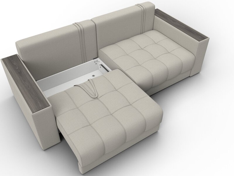 Диван прямой с декором Лига-049 НПБ, Рогожка, Амур 02 бежевый