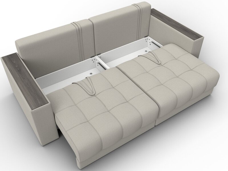 Диван прямой с декором Лига-049 НПБ, Рогожка, Амур 02 бежевый