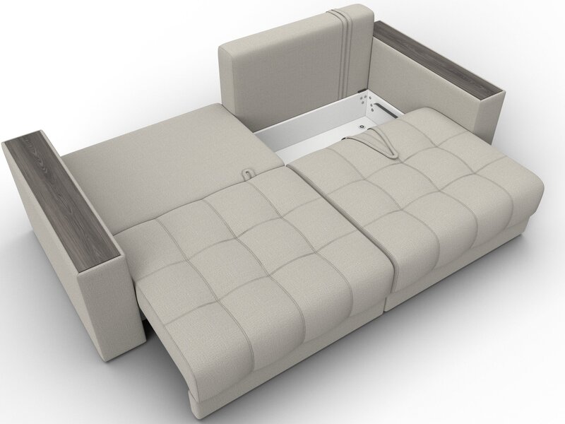 Диван прямой с декором Лига-049 НПБ, Рогожка, Амур 02 бежевый