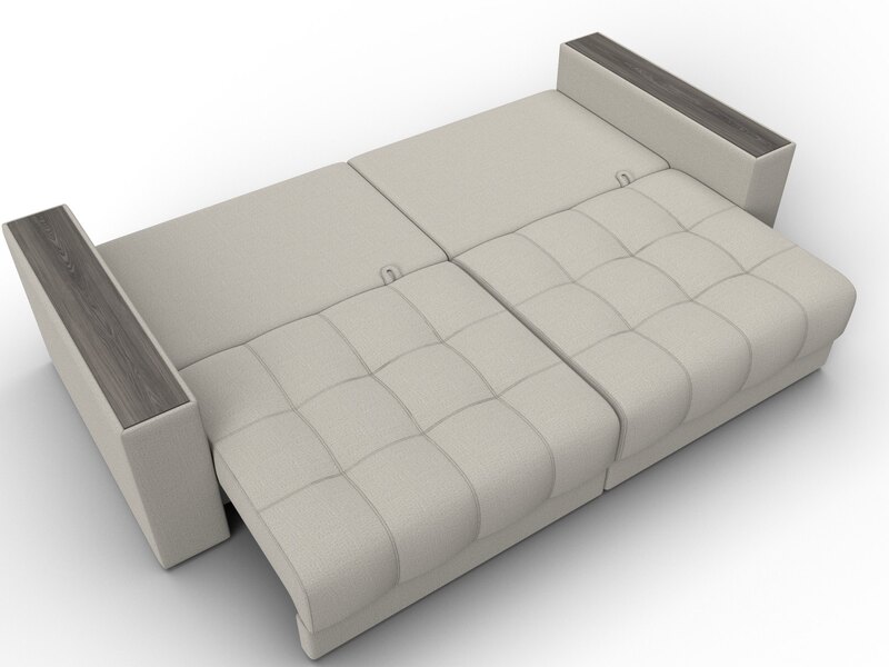 Диван прямой с декором Лига-049 НПБ, Рогожка, Амур 02 бежевый