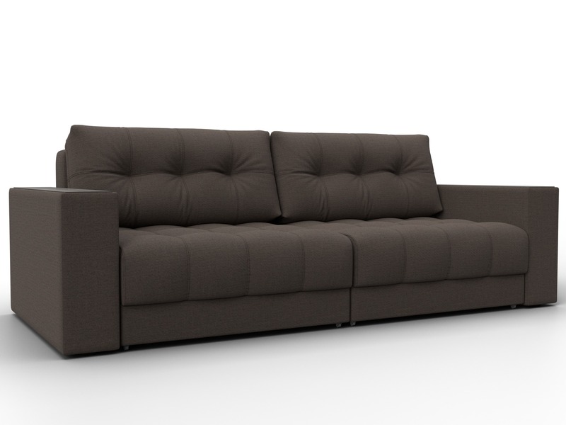 Диван прямой с декором Лига-049 НПБ, Рогожка, Амур 05 коричневый