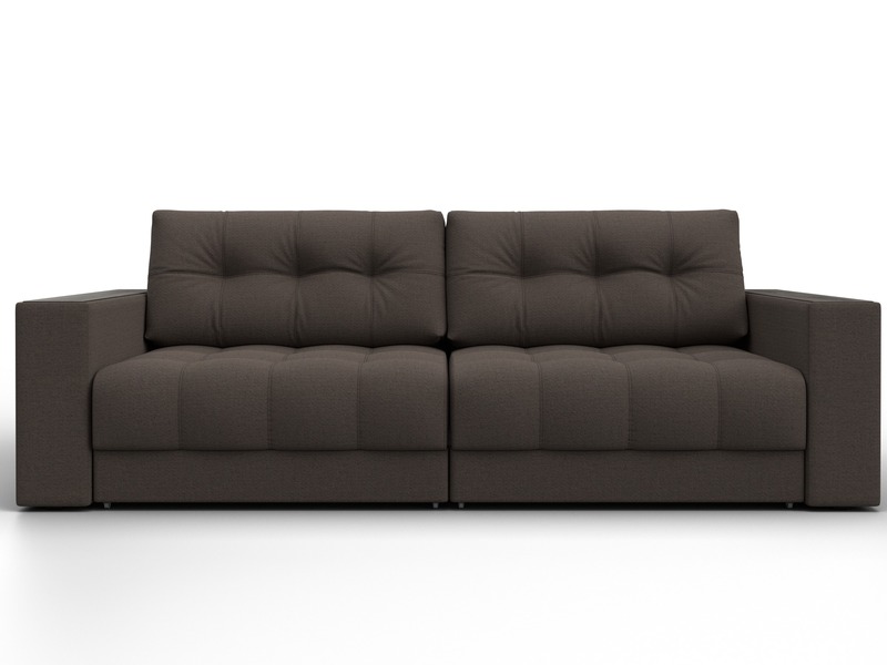 Диван прямой с декором Лига-049 НПБ, Рогожка, Амур 05 коричневый