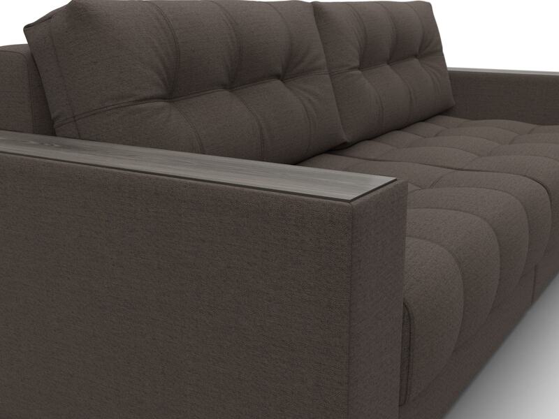 Диван прямой с декором Лига-049 НПБ, Рогожка, Амур 05 коричневый