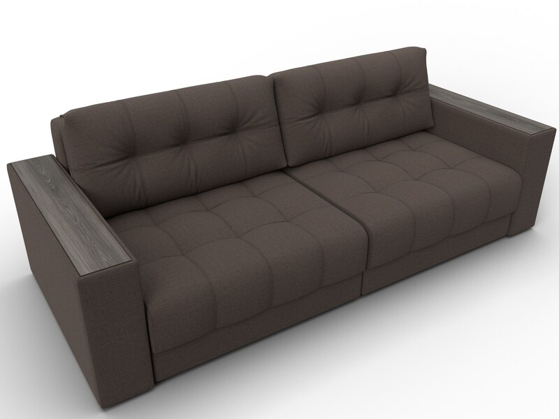 Диван прямой с декором Лига-049 НПБ, Рогожка, Амур 05 коричневый