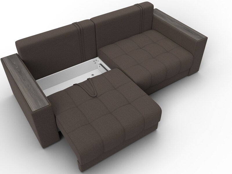 Диван прямой с декором Лига-049 НПБ, Рогожка, Амур 05 коричневый