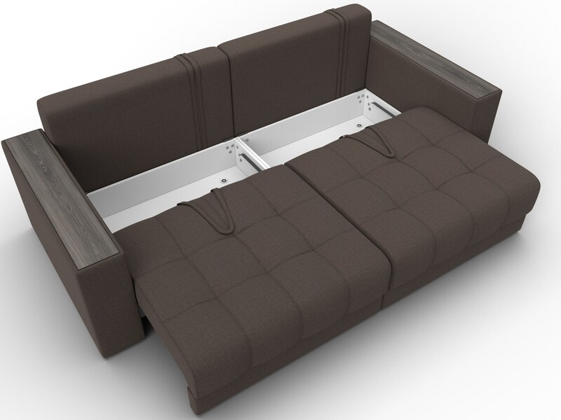 Диван прямой с декором Лига-049 НПБ, Рогожка, Амур 05 коричневый