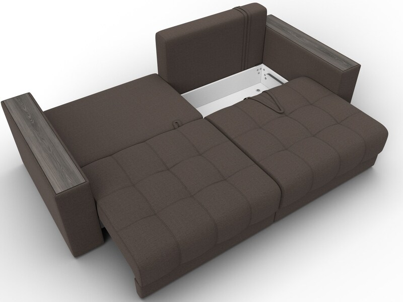 Диван прямой с декором Лига-049 НПБ, Рогожка, Амур 05 коричневый