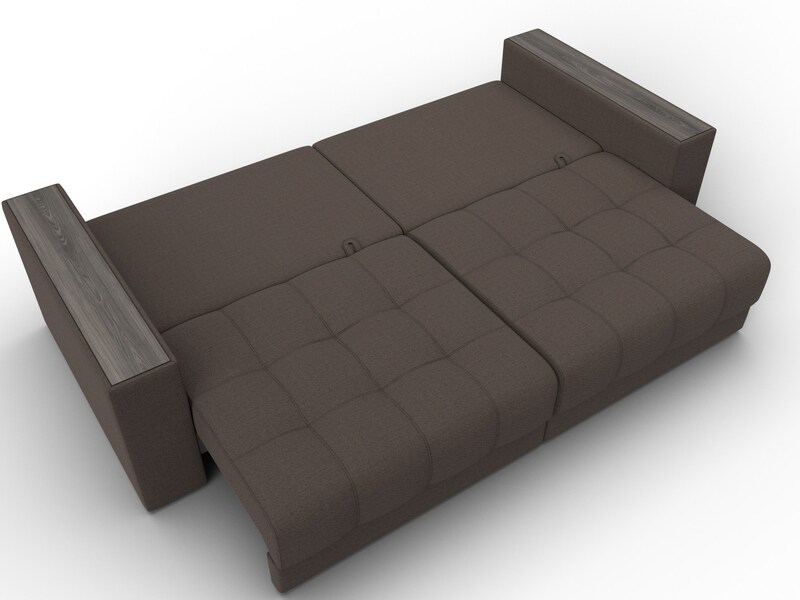 Диван прямой с декором Лига-049 НПБ, Рогожка, Амур 05 коричневый