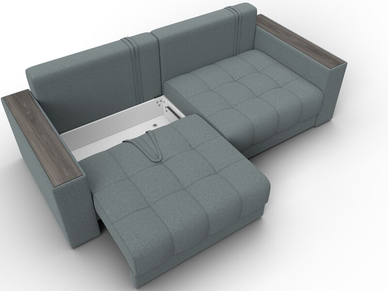 Диван прямой с декором Лига-049 НПБ, Рогожка, Амур 07 серый