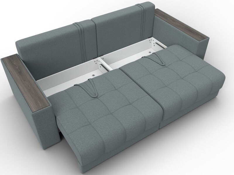 Диван прямой с декором Лига-049 НПБ, Рогожка, Амур 07 серый