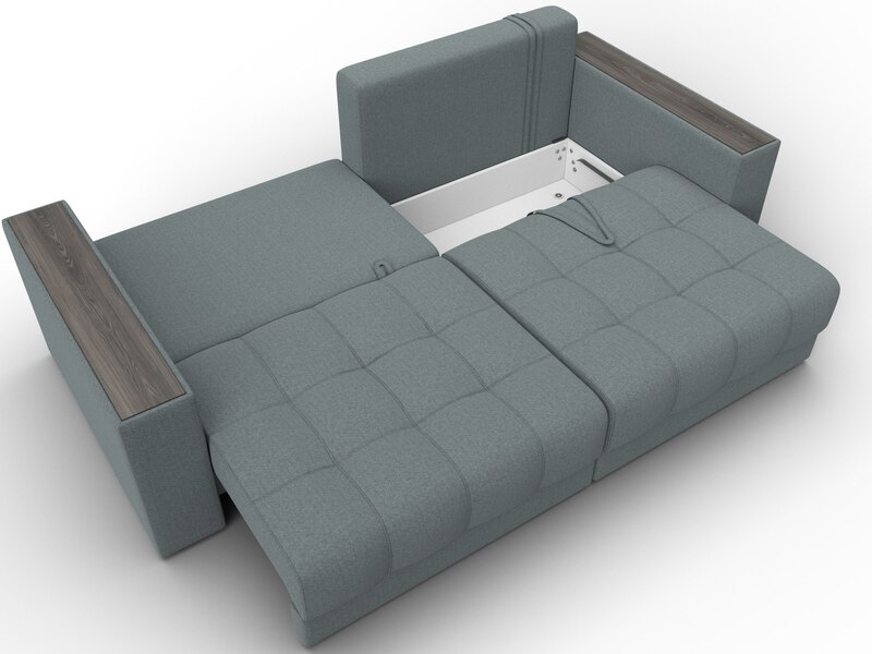 Диван прямой с декором Лига-049 НПБ, Рогожка, Амур 07 серый