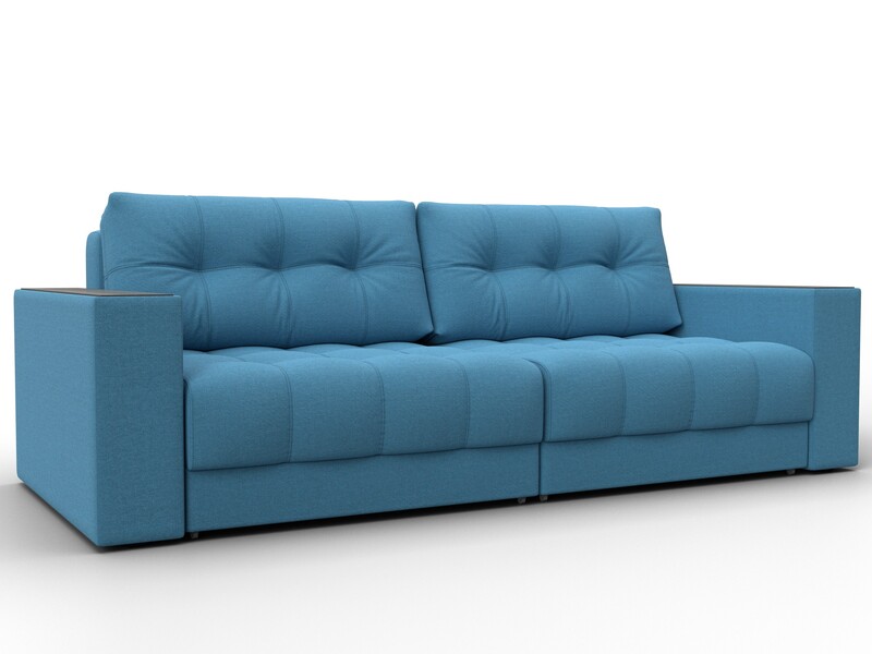 Диван прямой с декором Лига-049 НПБ, Рогожка, Амур 10 голубой