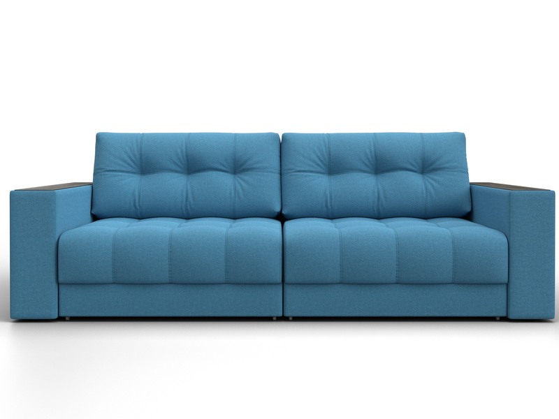 Диван прямой с декором Лига-049 НПБ, Рогожка, Амур 10 голубой