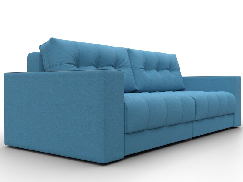 Диван прямой с декором Лига-049 НПБ, Рогожка, Амур 10 голубой