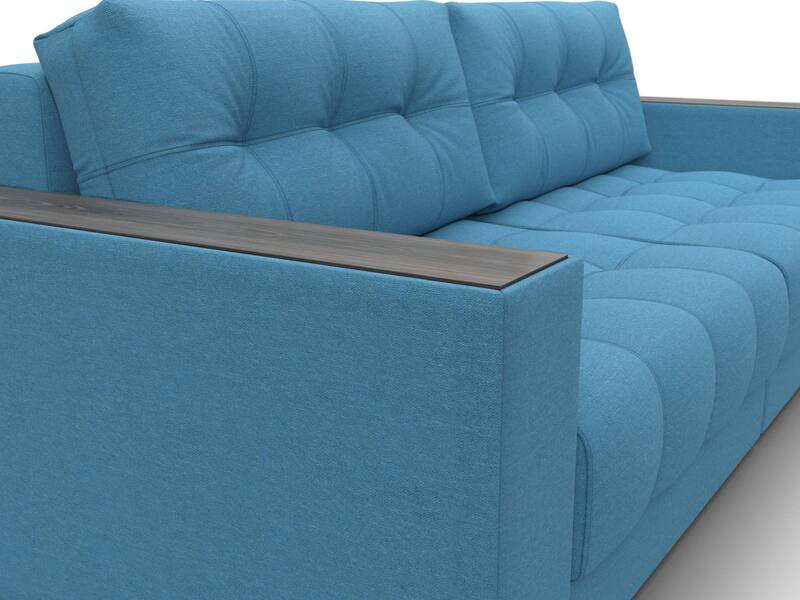 Диван прямой с декором Лига-049 НПБ, Рогожка, Амур 10 голубой