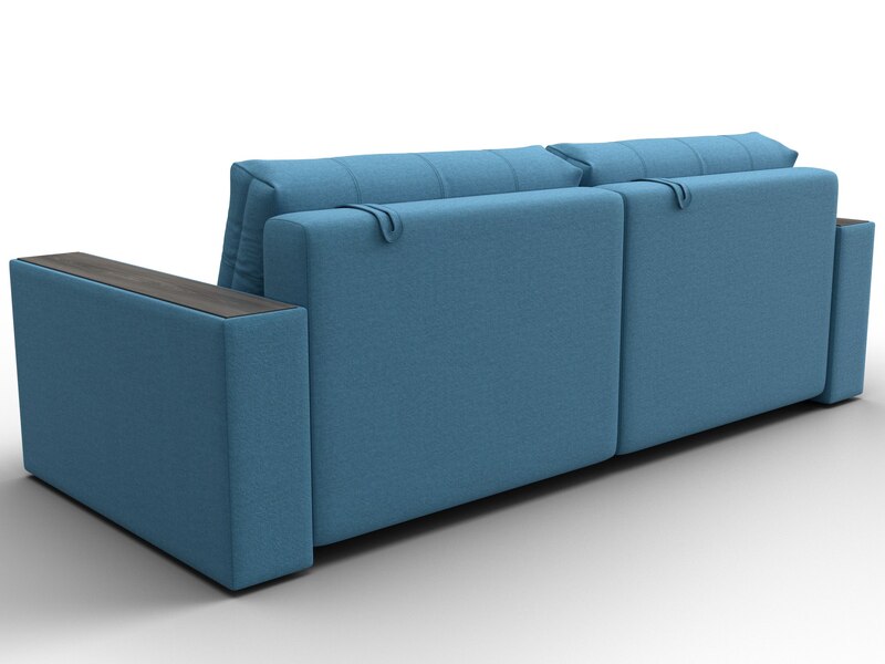 Диван прямой с декором Лига-049 НПБ, Рогожка, Амур 10 голубой