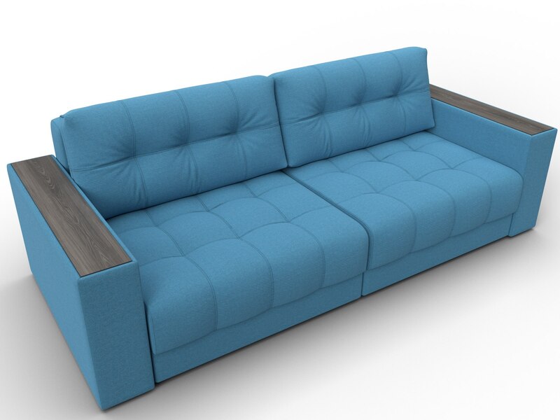 Диван прямой с декором Лига-049 НПБ, Рогожка, Амур 10 голубой