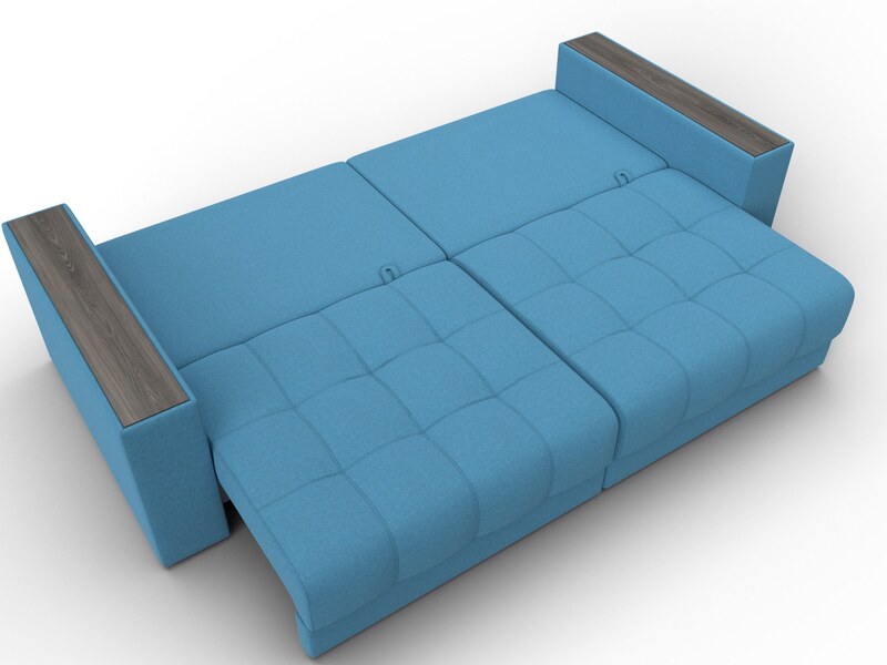 Диван прямой с декором Лига-049 НПБ, Рогожка, Амур 10 голубой