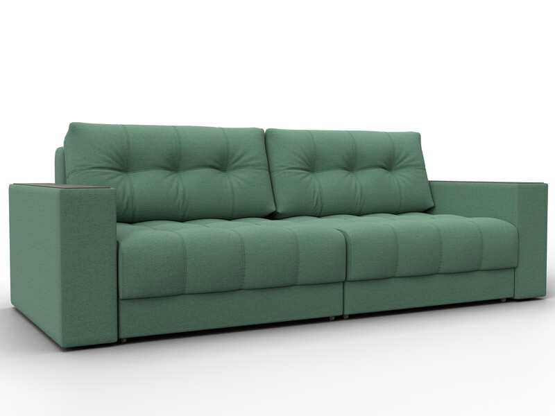 Диван прямой с декором Лига-049 НПБ, Рогожка, Амур 11 зеленый