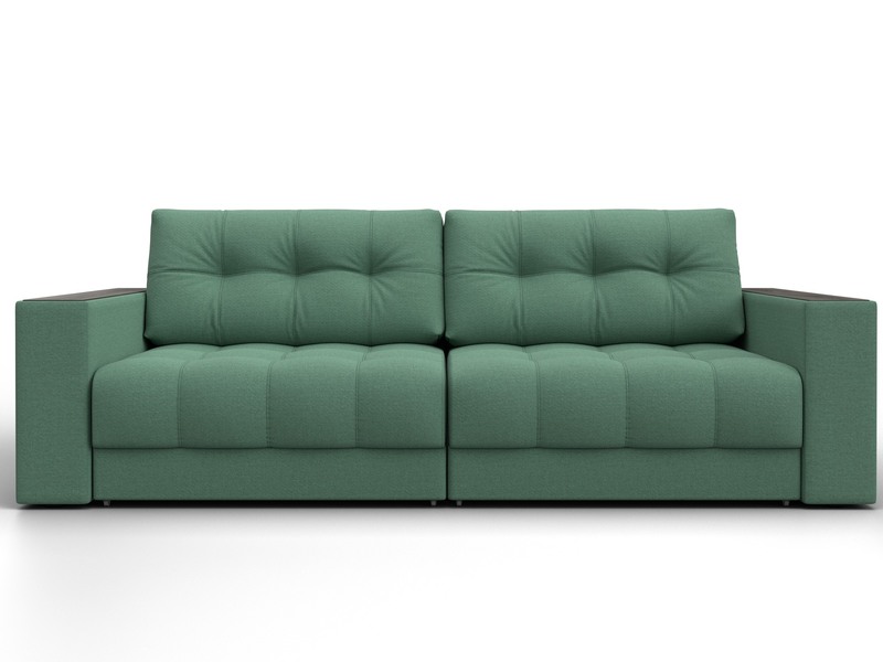 Диван прямой с декором Лига-049 НПБ, Рогожка, Амур 11 зеленый