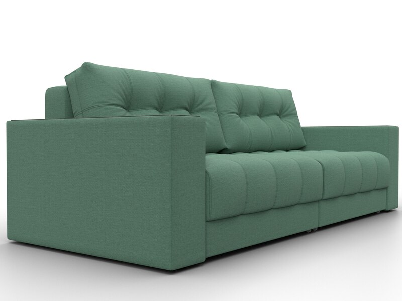 Диван прямой с декором Лига-049 НПБ, Рогожка, Амур 11 зеленый