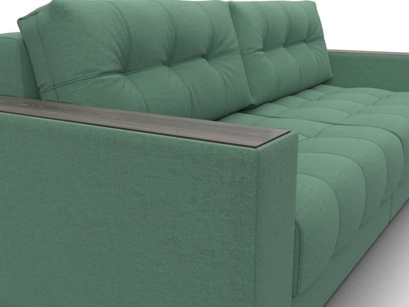 Диван прямой с декором Лига-049 НПБ, Рогожка, Амур 11 зеленый