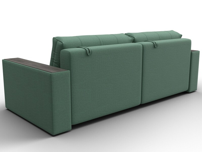 Диван прямой с декором Лига-049 НПБ, Рогожка, Амур 11 зеленый