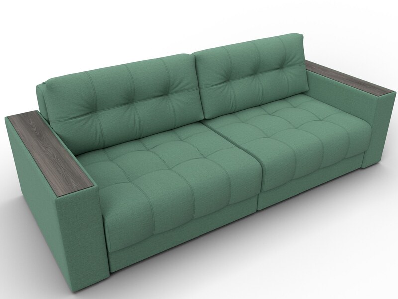 Диван прямой с декором Лига-049 НПБ, Рогожка, Амур 11 зеленый