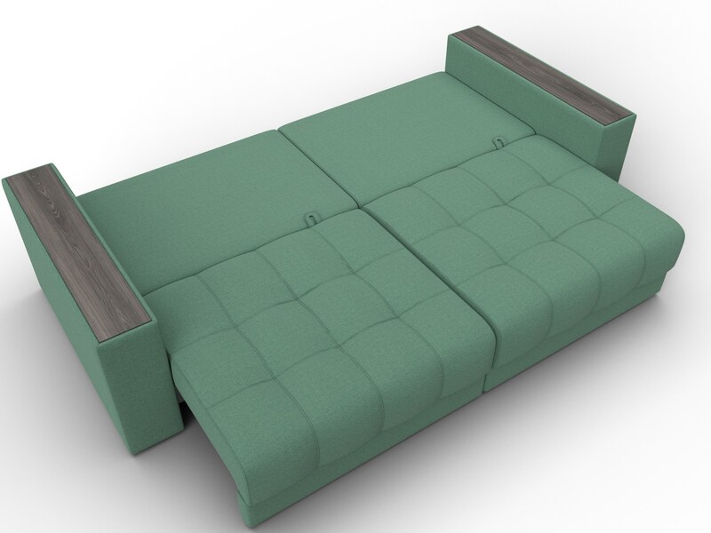 Диван прямой с декором Лига-049 НПБ, Рогожка, Амур 11 зеленый