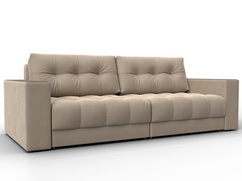 Диван прямой с декором Лига-049 НПБ, Велюр, SEVEN 729 бежевый