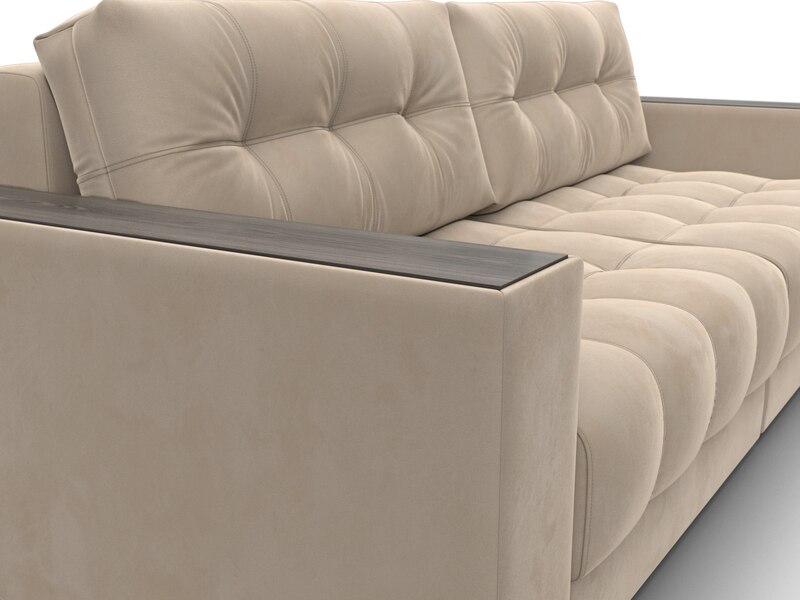 Диван прямой с декором Лига-049 НПБ, Велюр, SEVEN 729 бежевый