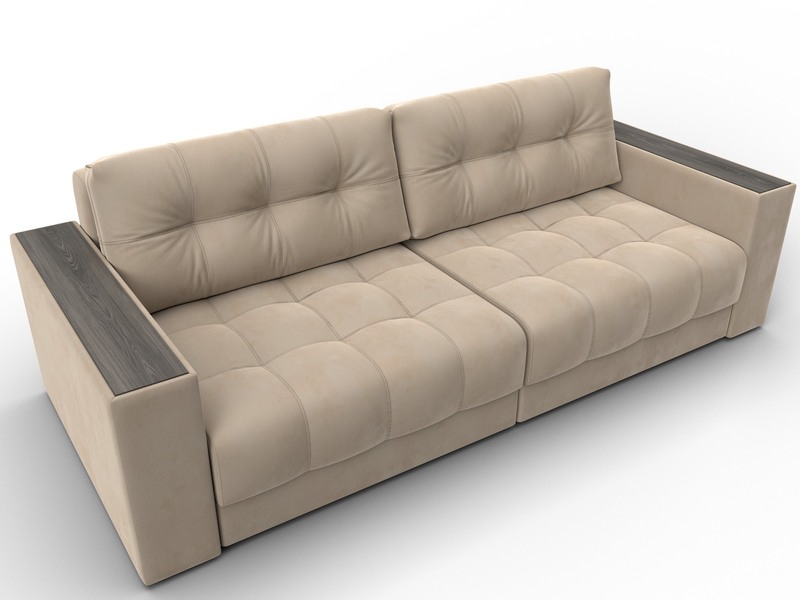 Диван прямой с декором Лига-049 НПБ, Велюр, SEVEN 729 бежевый