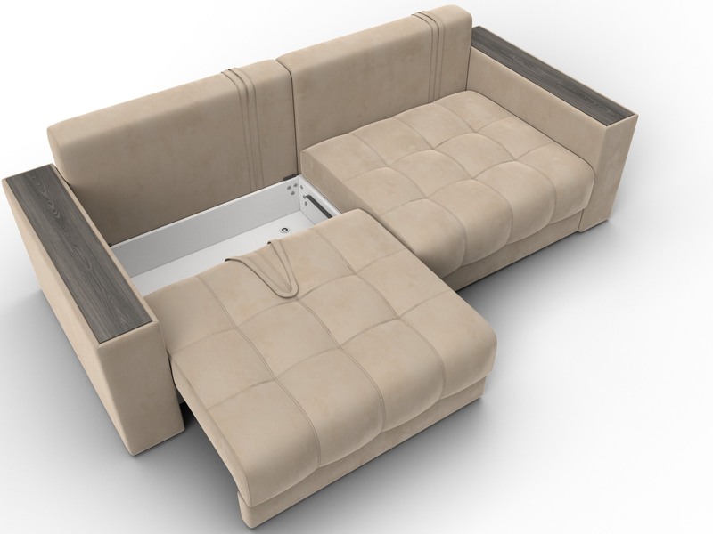 Диван прямой с декором Лига-049 НПБ, Велюр, SEVEN 729 бежевый