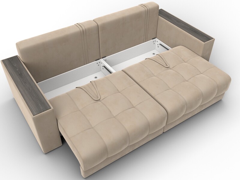 Диван прямой с декором Лига-049 НПБ, Велюр, SEVEN 729 бежевый