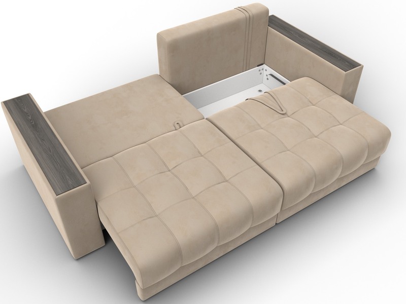 Диван прямой с декором Лига-049 НПБ, Велюр, SEVEN 729 бежевый