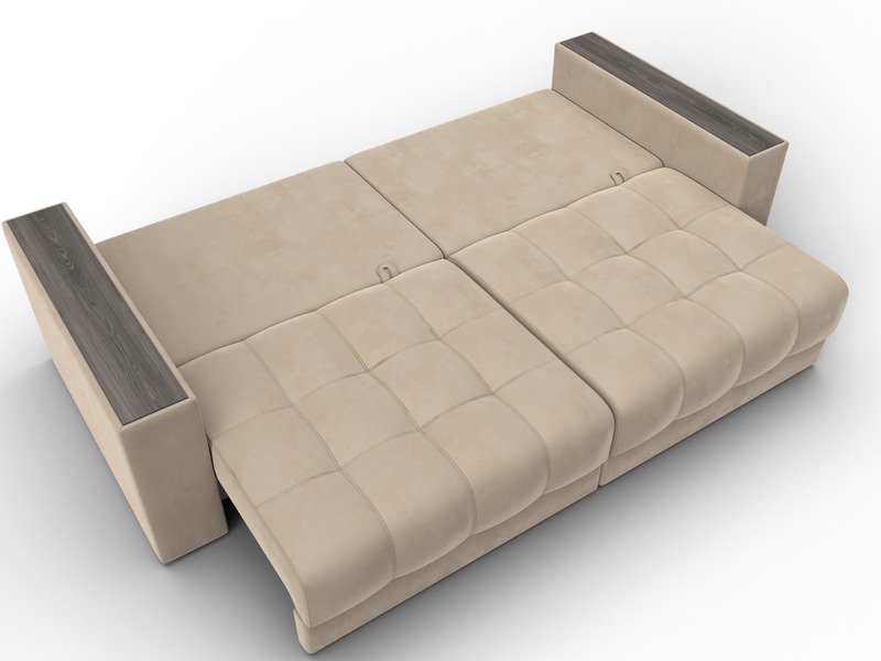 Диван прямой с декором Лига-049 НПБ, Велюр, SEVEN 729 бежевый