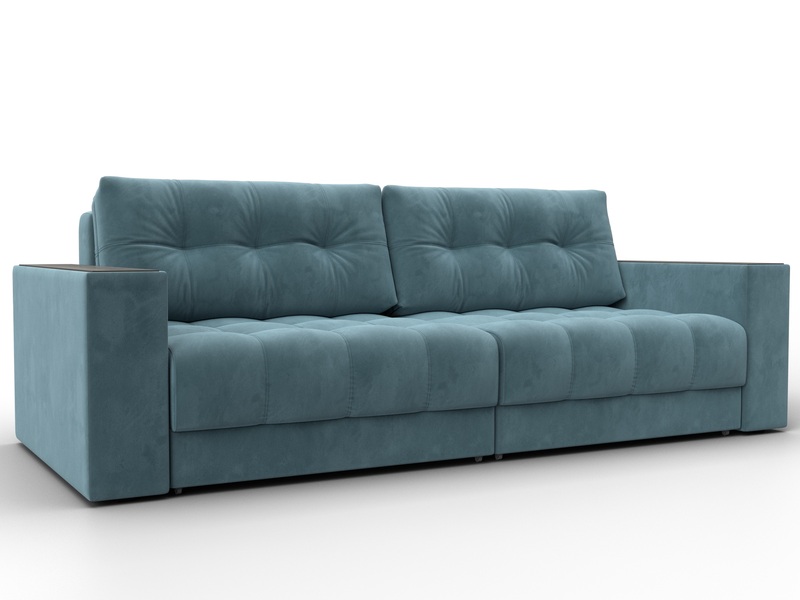 Диван прямой с декором Лига-049 НПБ, Велюр, SEVEN 113 бирюзовый