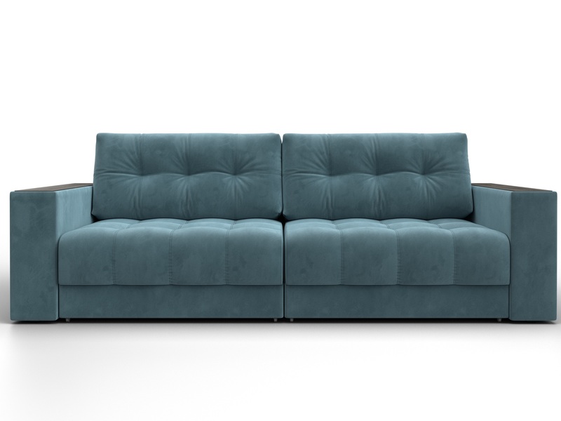 Диван прямой с декором Лига-049 НПБ, Велюр, SEVEN 113 бирюзовый