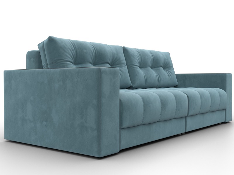 Диван прямой с декором Лига-049 НПБ, Велюр, SEVEN 113 бирюзовый