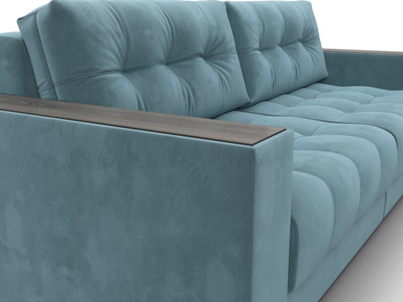 Диван прямой с декором Лига-049 НПБ, Велюр, SEVEN 113 бирюзовый
