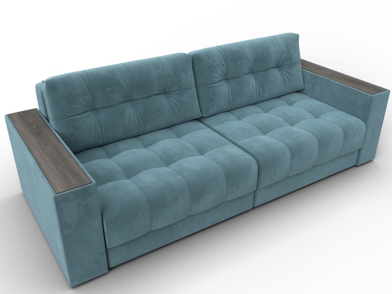 Диван прямой с декором Лига-049 НПБ, Велюр, SEVEN 113 бирюзовый