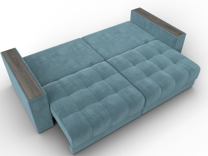 Диван прямой с декором Лига-049 НПБ, Велюр, SEVEN 113 бирюзовый
