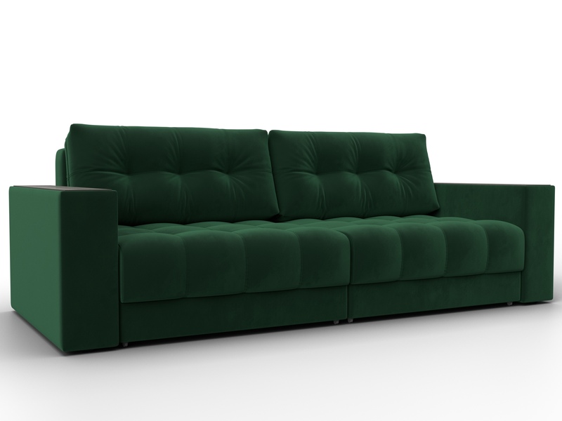 Диван прямой с декором Лига-049 НПБ, Велюр, SEVEN 626 зеленый