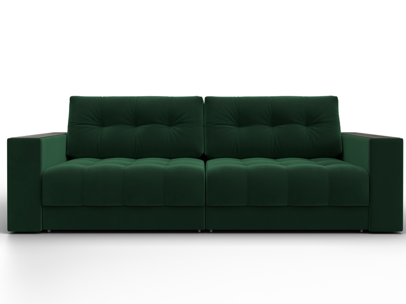 Диван прямой с декором Лига-049 НПБ, Велюр, SEVEN 626 зеленый