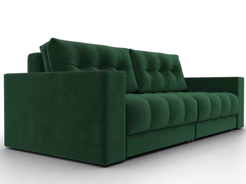 Диван прямой с декором Лига-049 НПБ, Велюр, SEVEN 626 зеленый