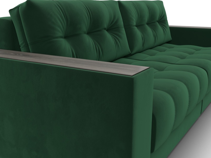 Диван прямой с декором Лига-049 НПБ, Велюр, SEVEN 626 зеленый