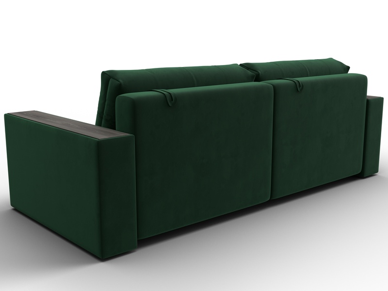 Диван прямой с декором Лига-049 НПБ, Велюр, SEVEN 626 зеленый