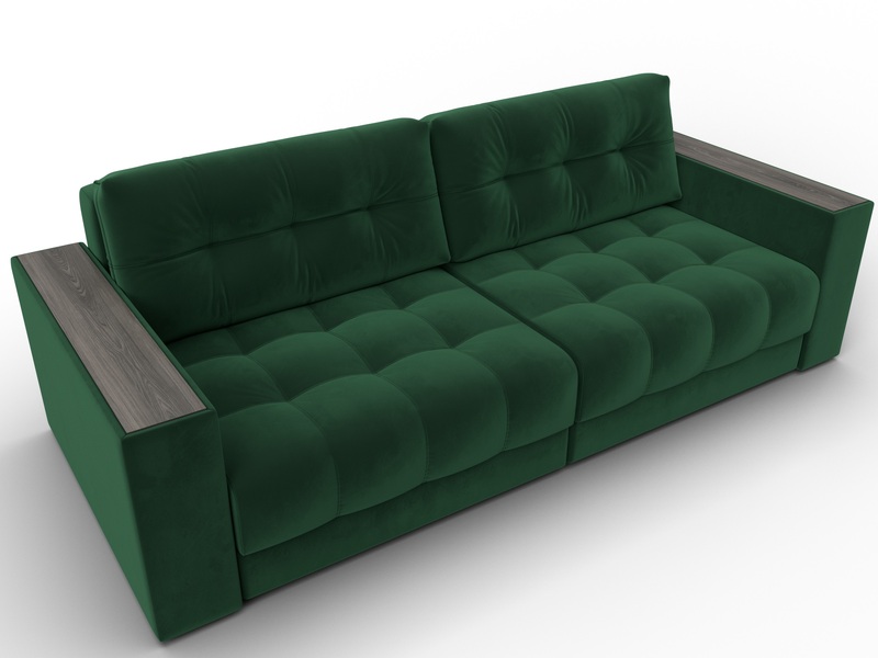 Диван прямой с декором Лига-049 НПБ, Велюр, SEVEN 626 зеленый
