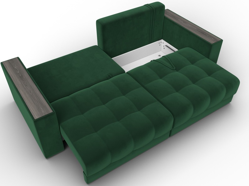 Диван прямой с декором Лига-049 НПБ, Велюр, SEVEN 626 зеленый